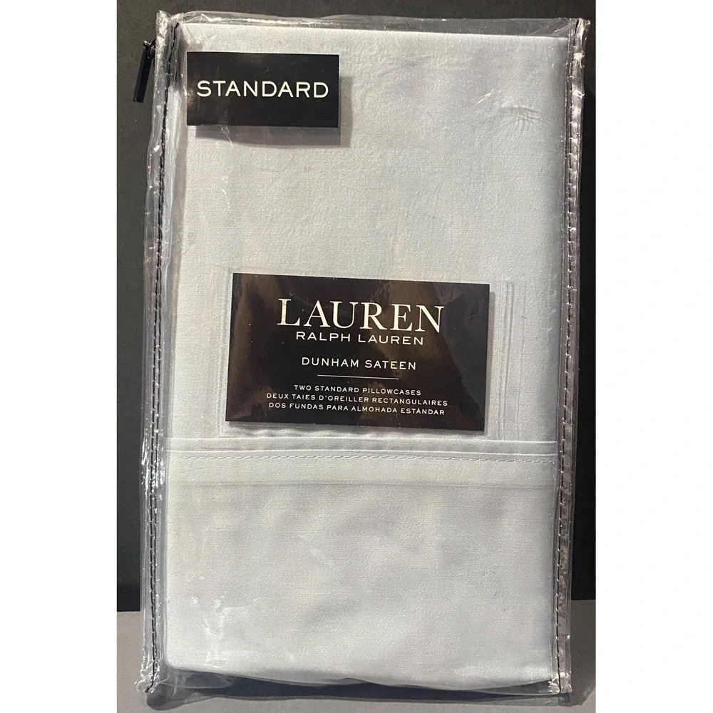 New Lauren Ralph Lauren 2 Standard Pillowcases Celestial Blue Dunham Sateen